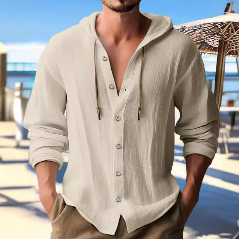 Chemise décontractée pour homme avec capuche et patte de boutonnage Chic und Stil