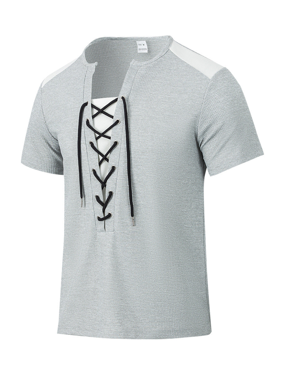 Chemise à manches courtes pour homme avec design sportif à lacets Chic und Stil