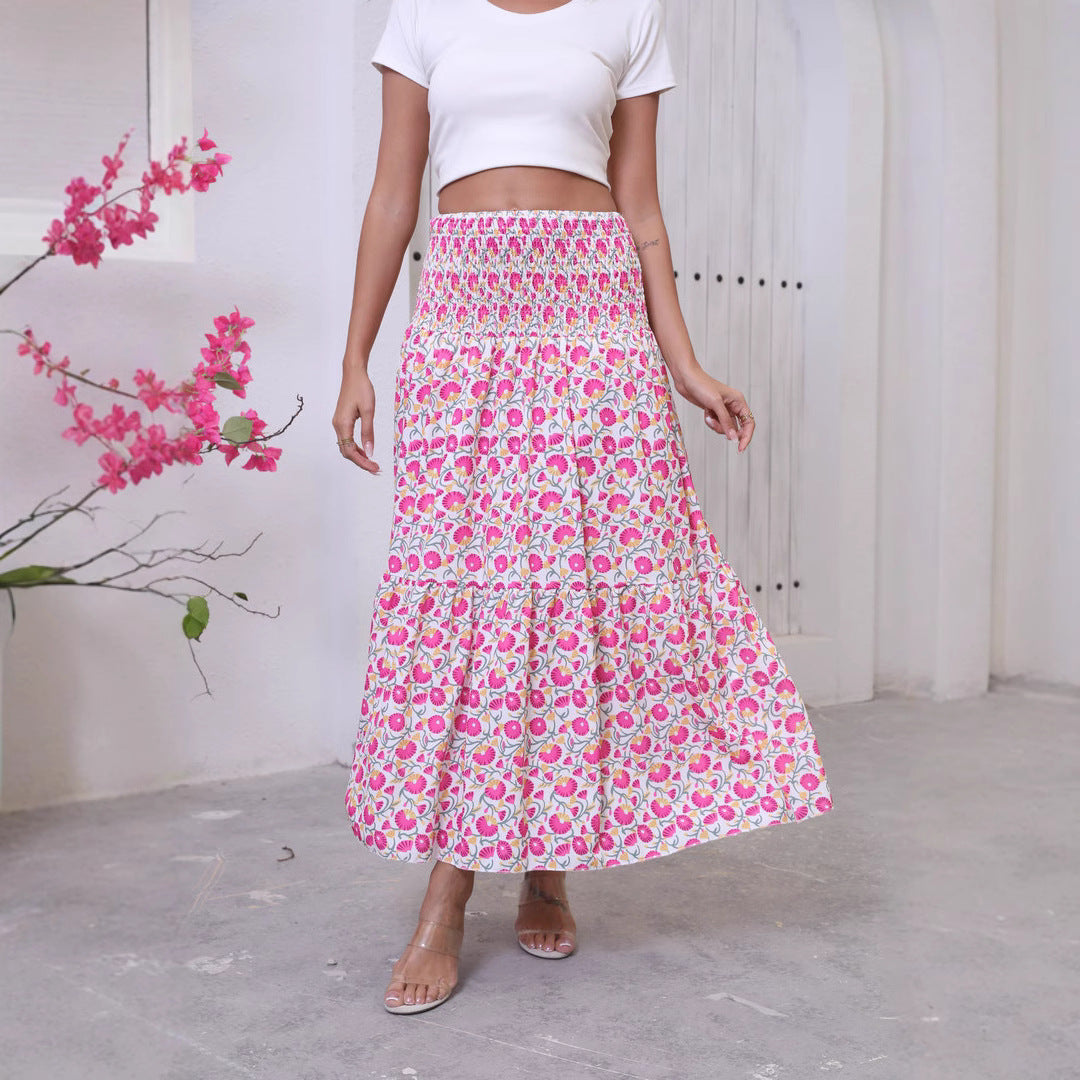 Jupe maxi à volants pour femmes avec ceinture froncée Chic und Stil