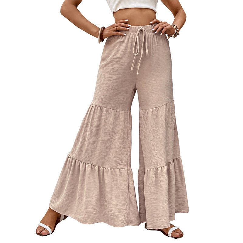 Pantalons Palazzo évasés à taille haute pour femmes avec ourlet à volants Chic und Stil