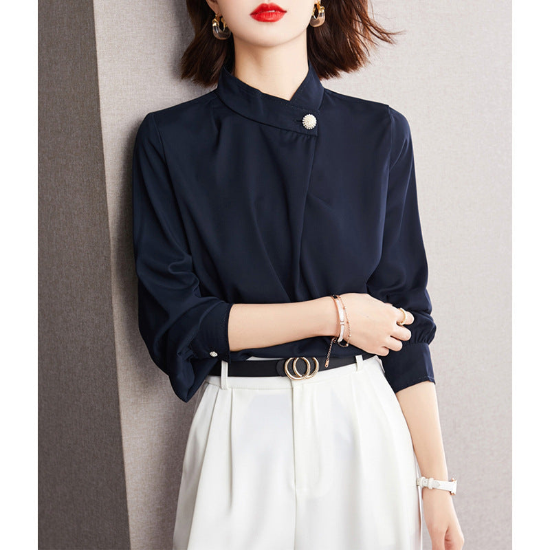 Blouse à col mandarin pour femmes Boutonnée Chic und Stil