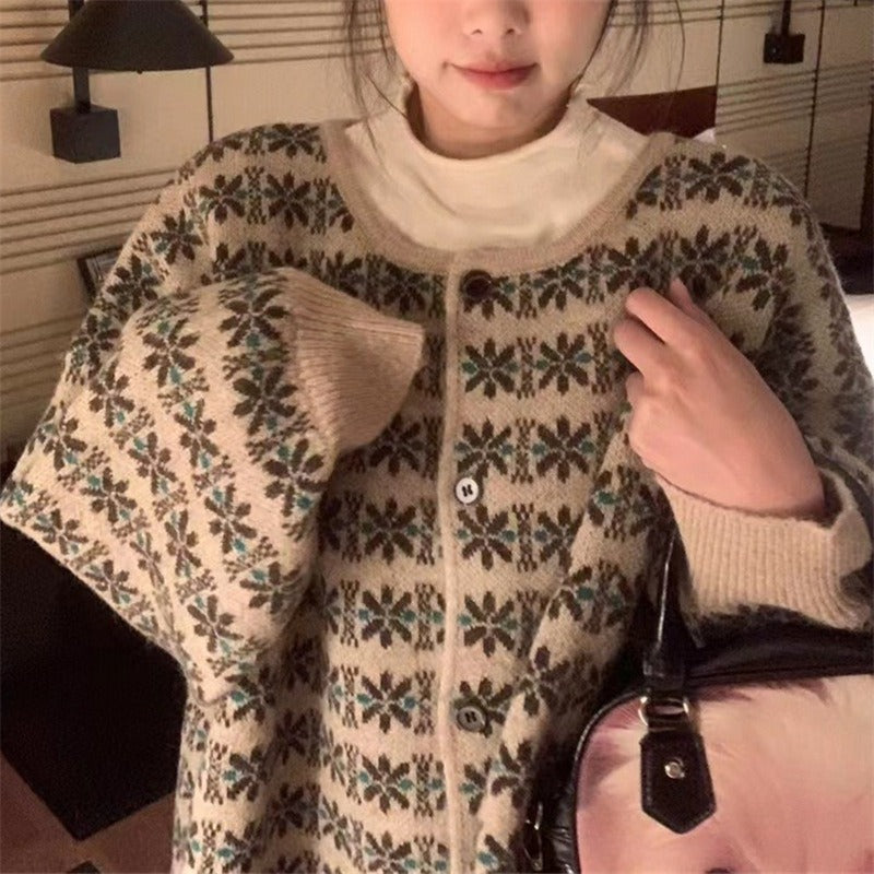 Pull en tricot pour femme avec motifs jacquard floraux et coupe confortable Chic und Stil