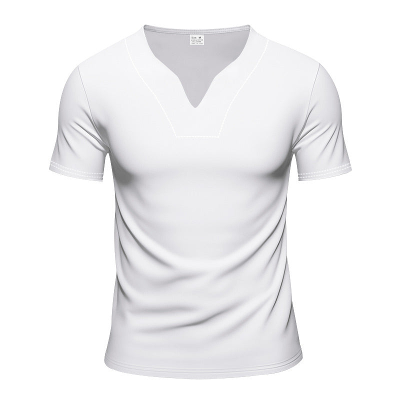 Homme t-shirt moderne à col en V en matériau respirant Chic und Stil