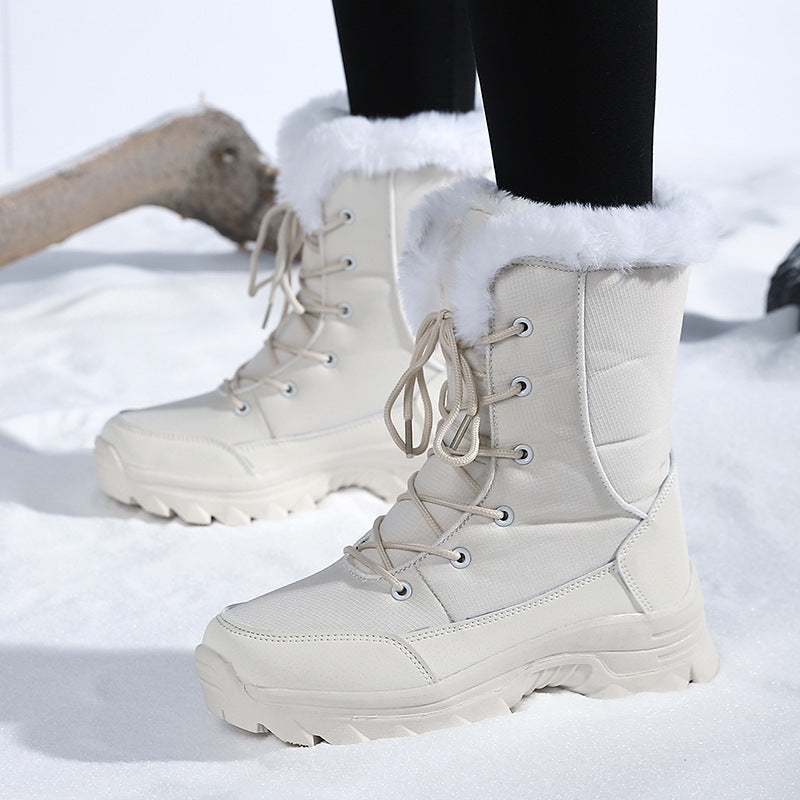 Bottes d'hiver pour femmes avec semelle antidérapante et fausse fourrure à la mode Chic und Stil