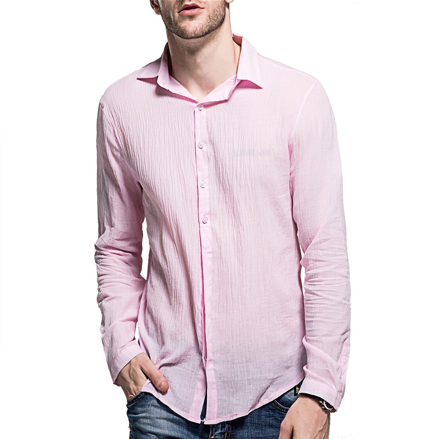 Chemise décontractée à manches longues pour hommes en mélange de lin Chic und Stil
