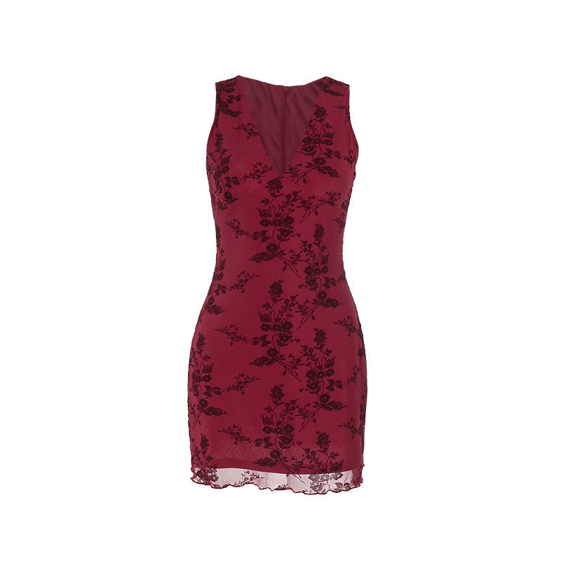 Dames Élégant Floral Bodycon Mini Robe Chic und Stil