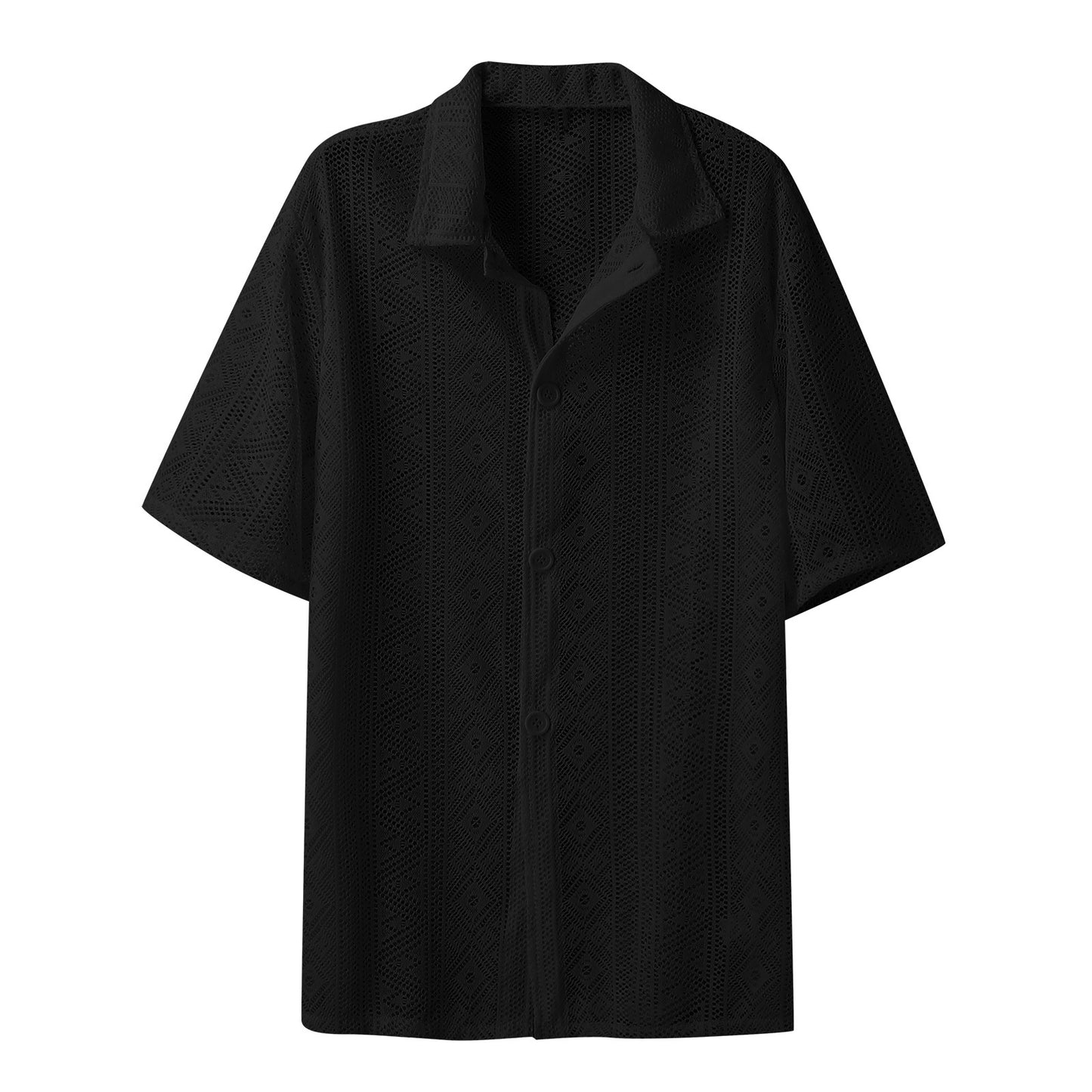 Chemise à manches courtes pour hommes avec motif texturé et patte de boutonnage Chic und Stil