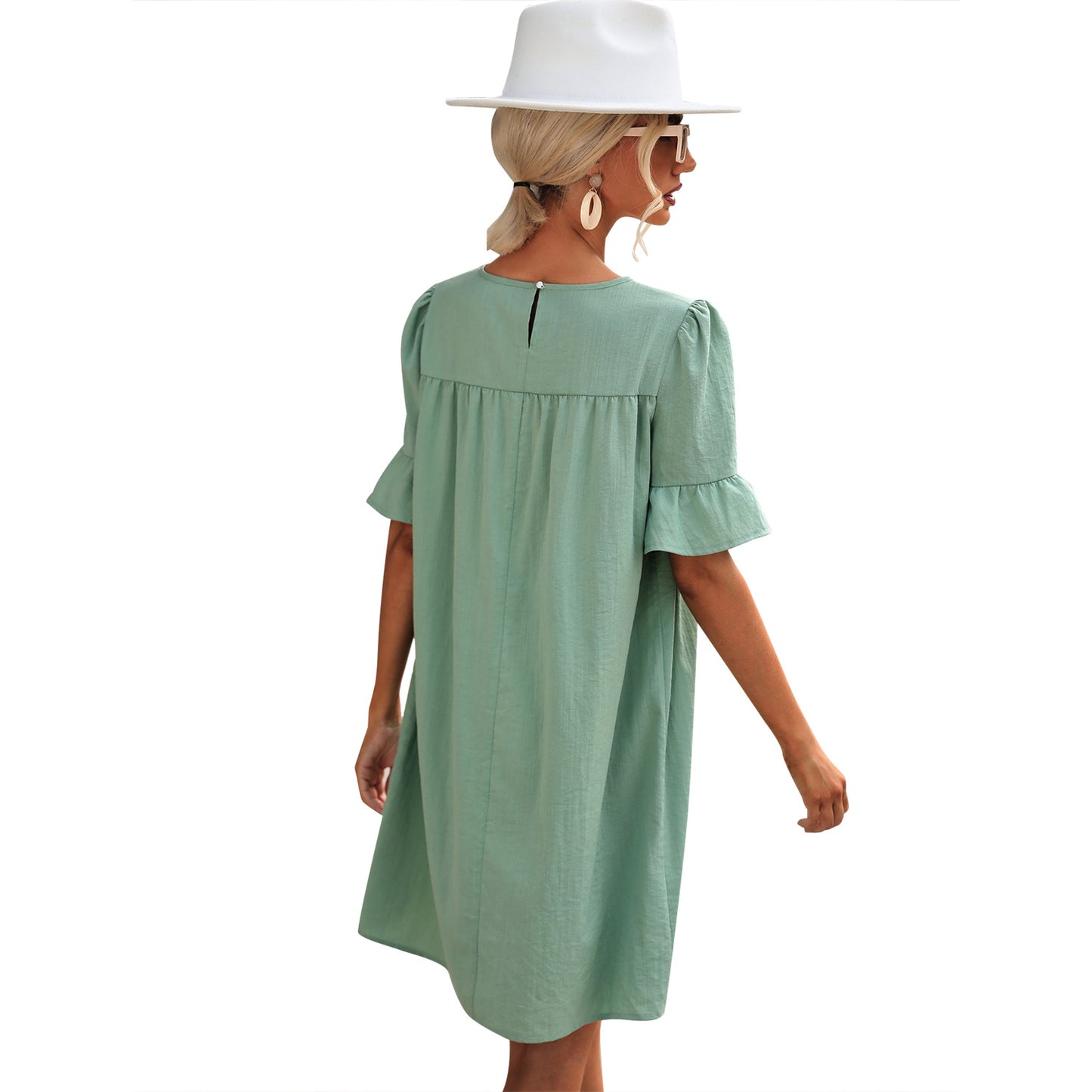 Robe babydoll décontractée pour femmes avec des détails en volants et un tissu doux Chic und Stil