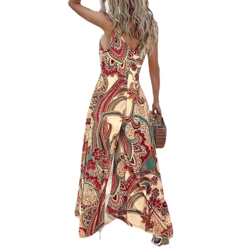 Robe maxi en soie paisley élégante pour femmes Chic und Stil