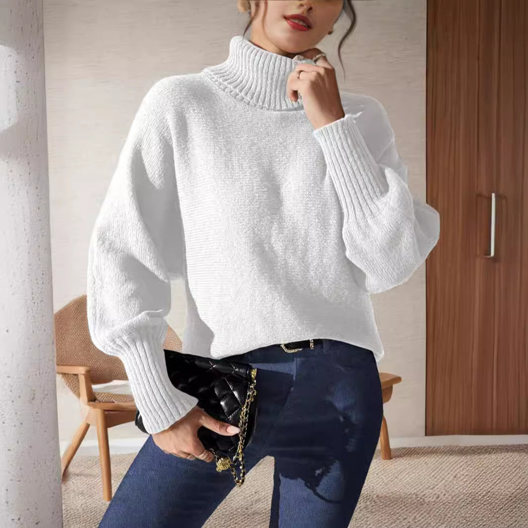 Pull à col roulé féminin à coupe décontractée et motif de mailles texturé Chic und Stil