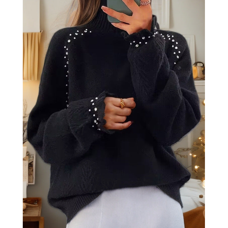 Pull pour femmes avec col roulé élégant et détails scintillants Chic und Stil