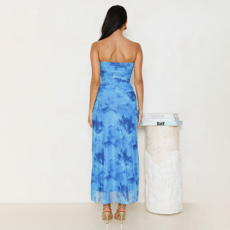 Robe maxi sans bretelles pour femmes avec fente haute Chic und Stil
