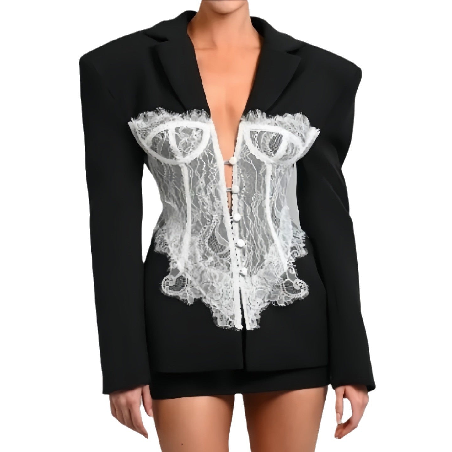 Blazer de couture pour femmes avec insertions en dentelle Chic und Stil
