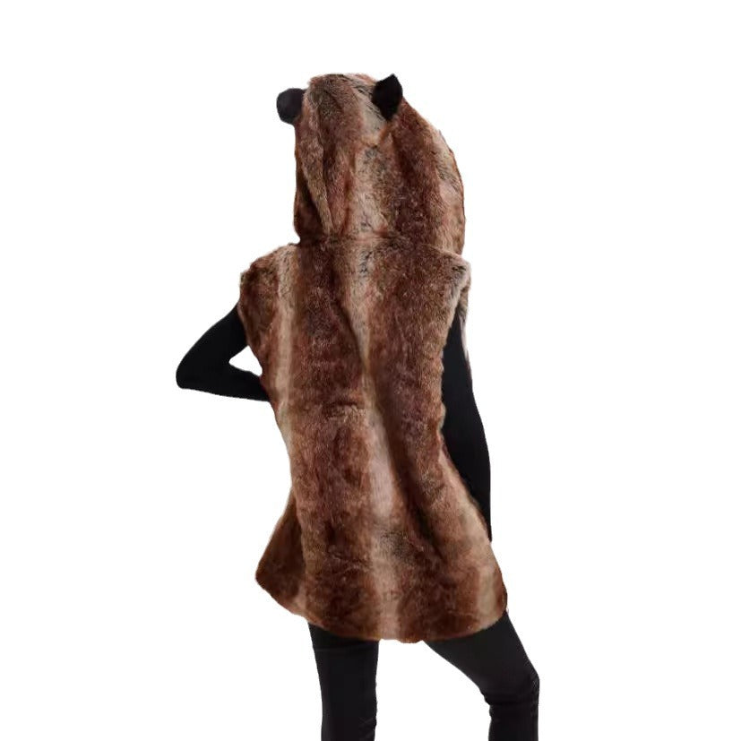 Dames Design de gilet en polaire avec capuche Chic und Stil