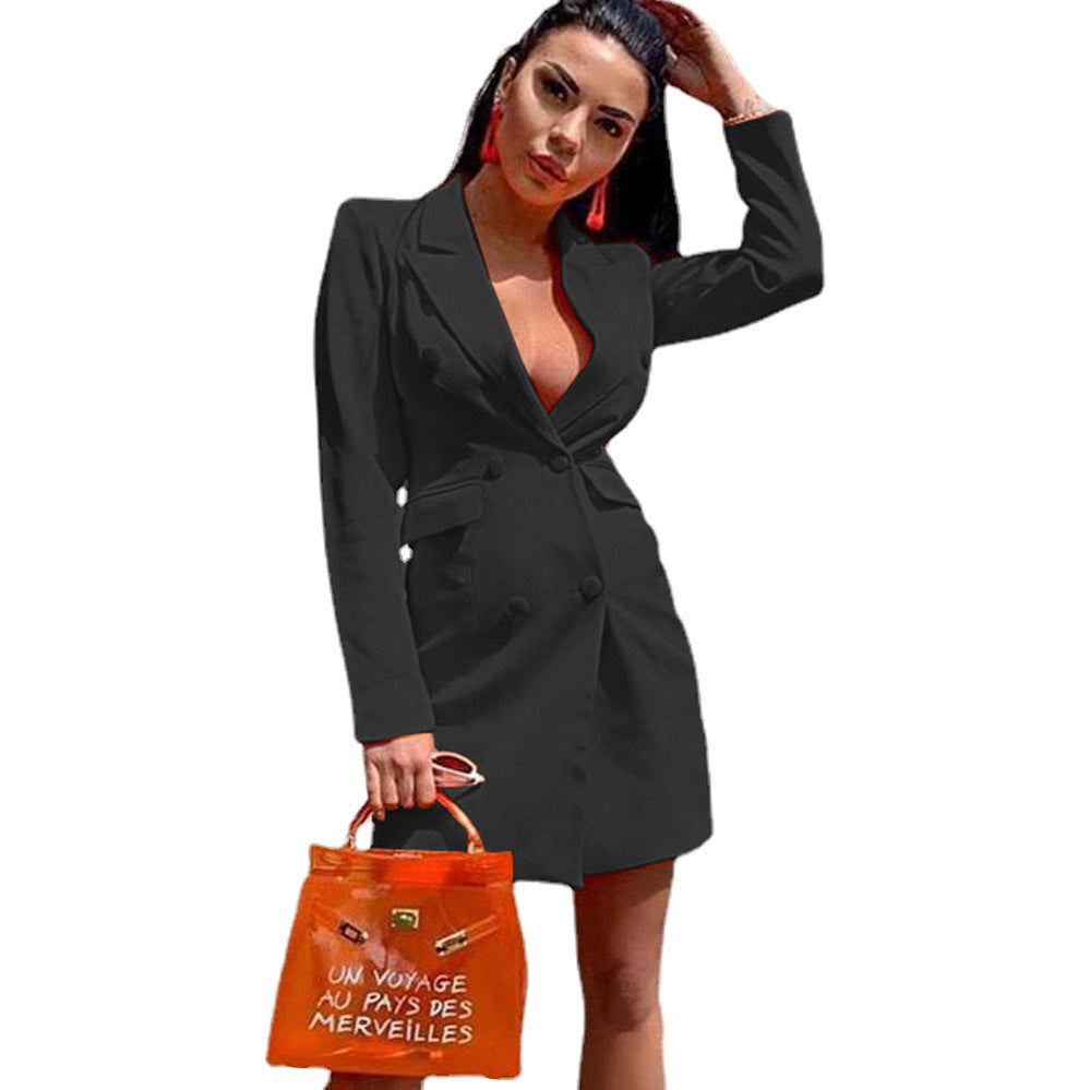 Blazer dress for women with double-breasted buttons and elegant silhouette Chic and Style