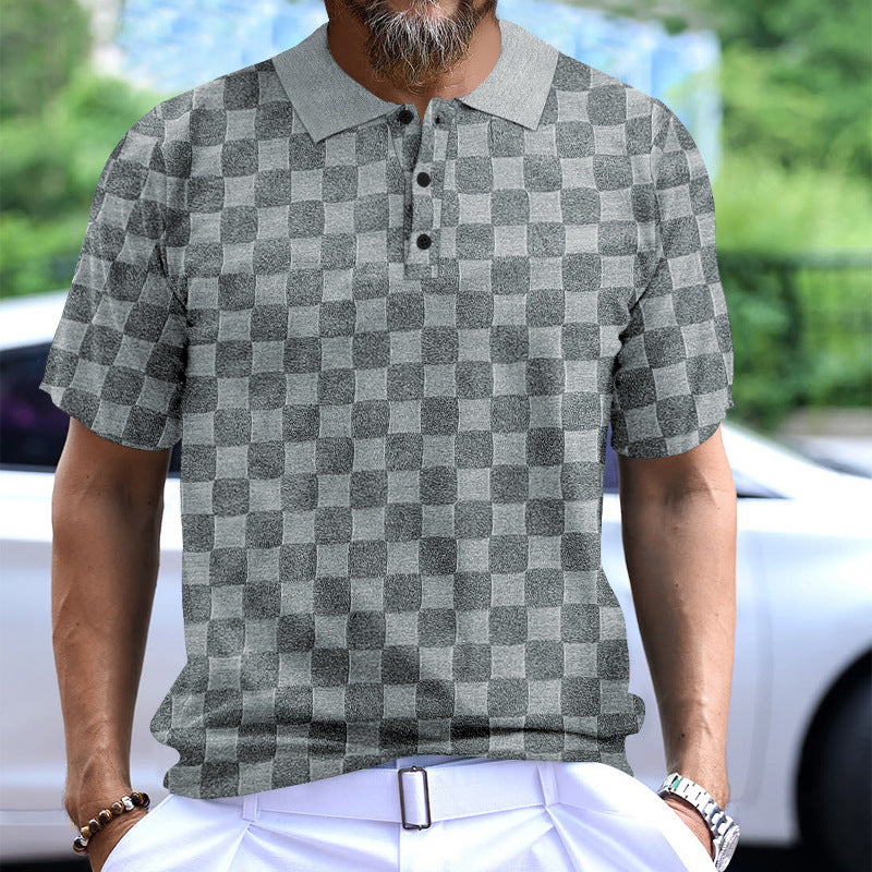 Chemise polo pour hommes avec un motif à carreaux moderne et en coton respirant Chic und Stil