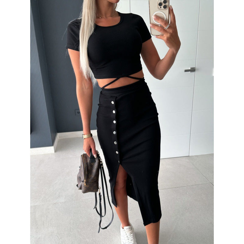 Robe midi en tricot côtelé pour femmes Chic und Stil