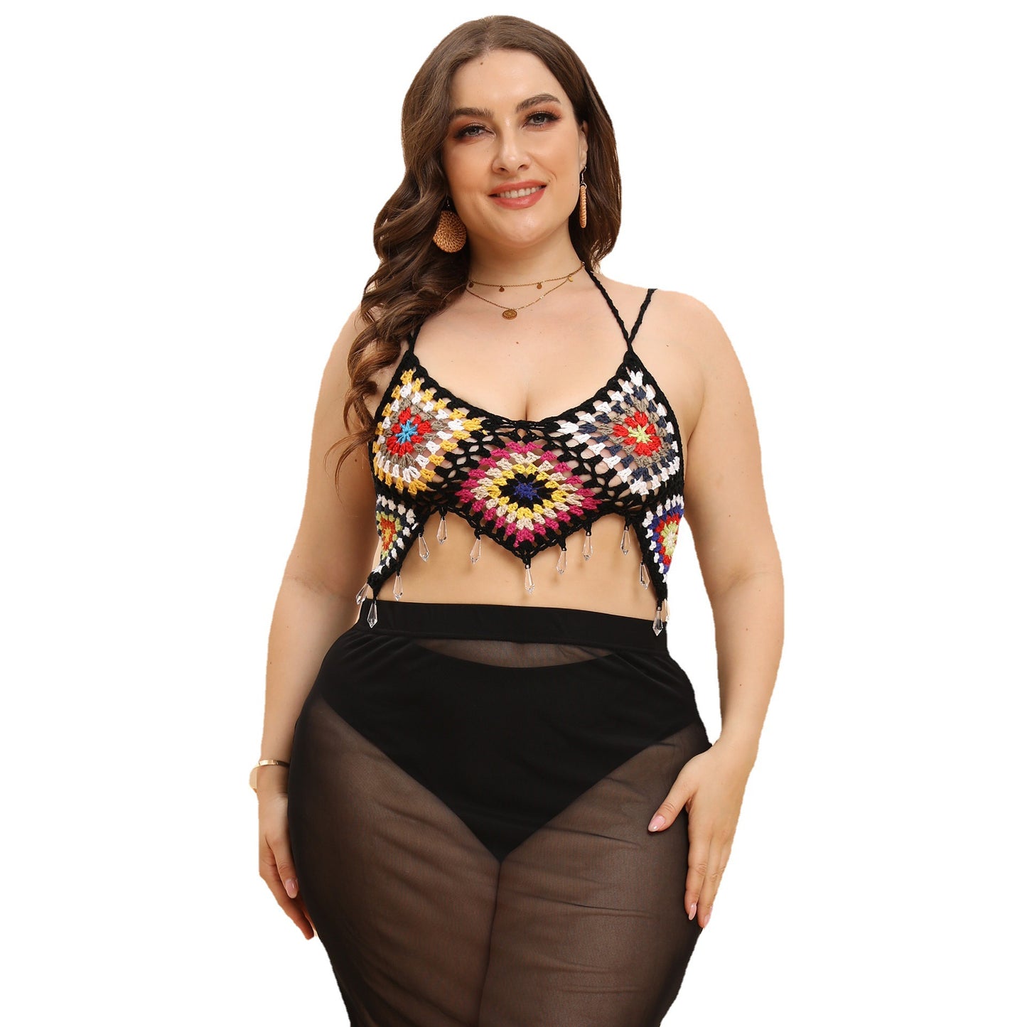 Bralette au crochet pour femmes avec des accents de perles colorées Chic und Stil
