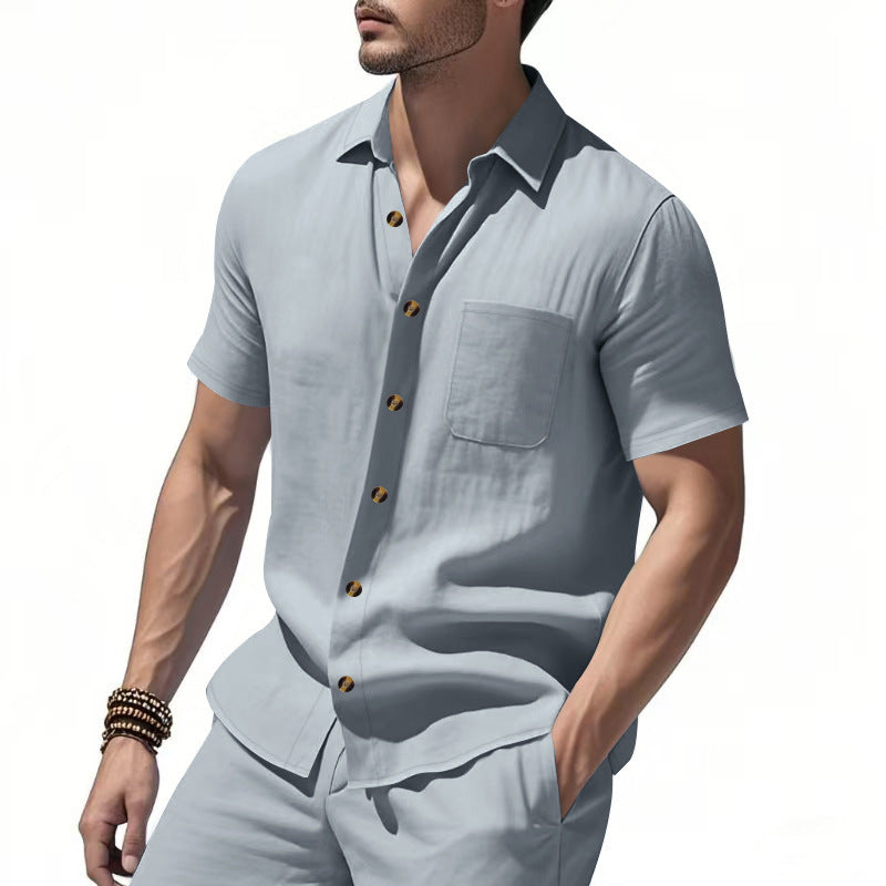Chemise à manches courtes pour homme avec poche poitrine et détails de boutons à la mode Chic und Stil