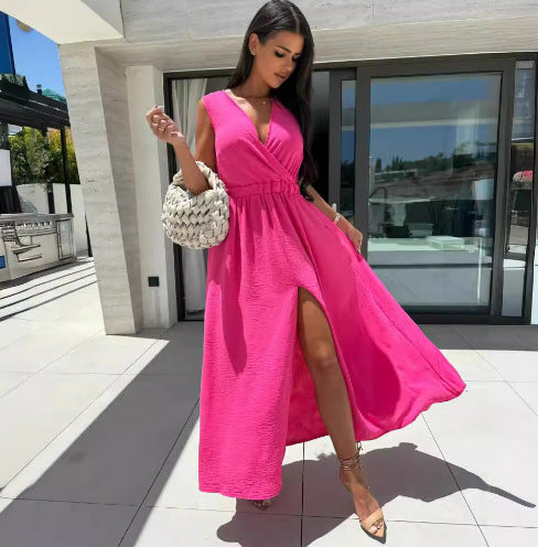 Robe maxi élégante pour femmes avec fente avant Chic und Stil