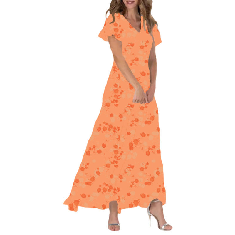 Robe Maxi Chiffon Floral Femme Chic und Stil