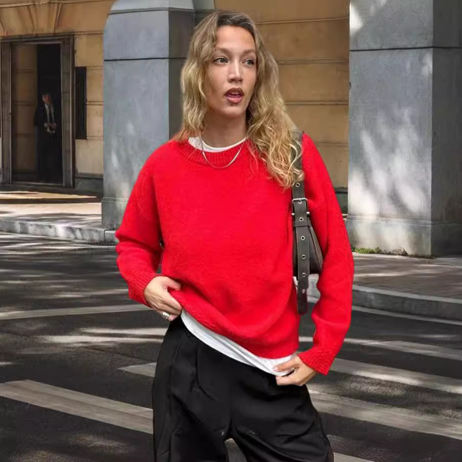 Dames pull en tricot confortable à coupe ample et col montant Chic und Stil