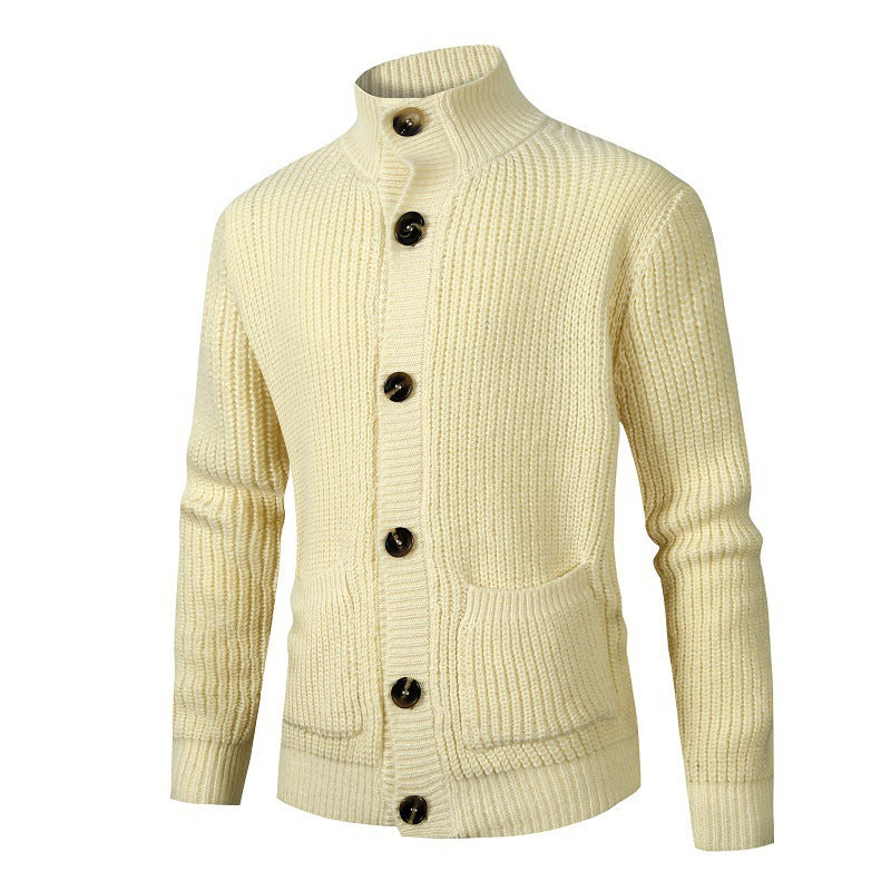 Cardigan chic pour hommes avec col haut et détails de boutons Chic und Stil