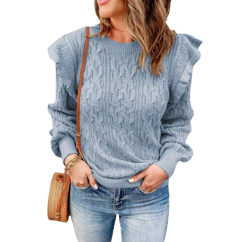 Pull en tricot pour femmes avec détails en volants et design texturé Chic und Stil