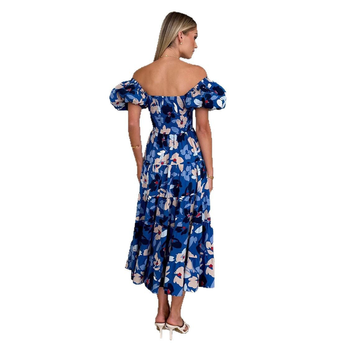 Robe midi florale épaules dénudées Chic und Stil pour femmes