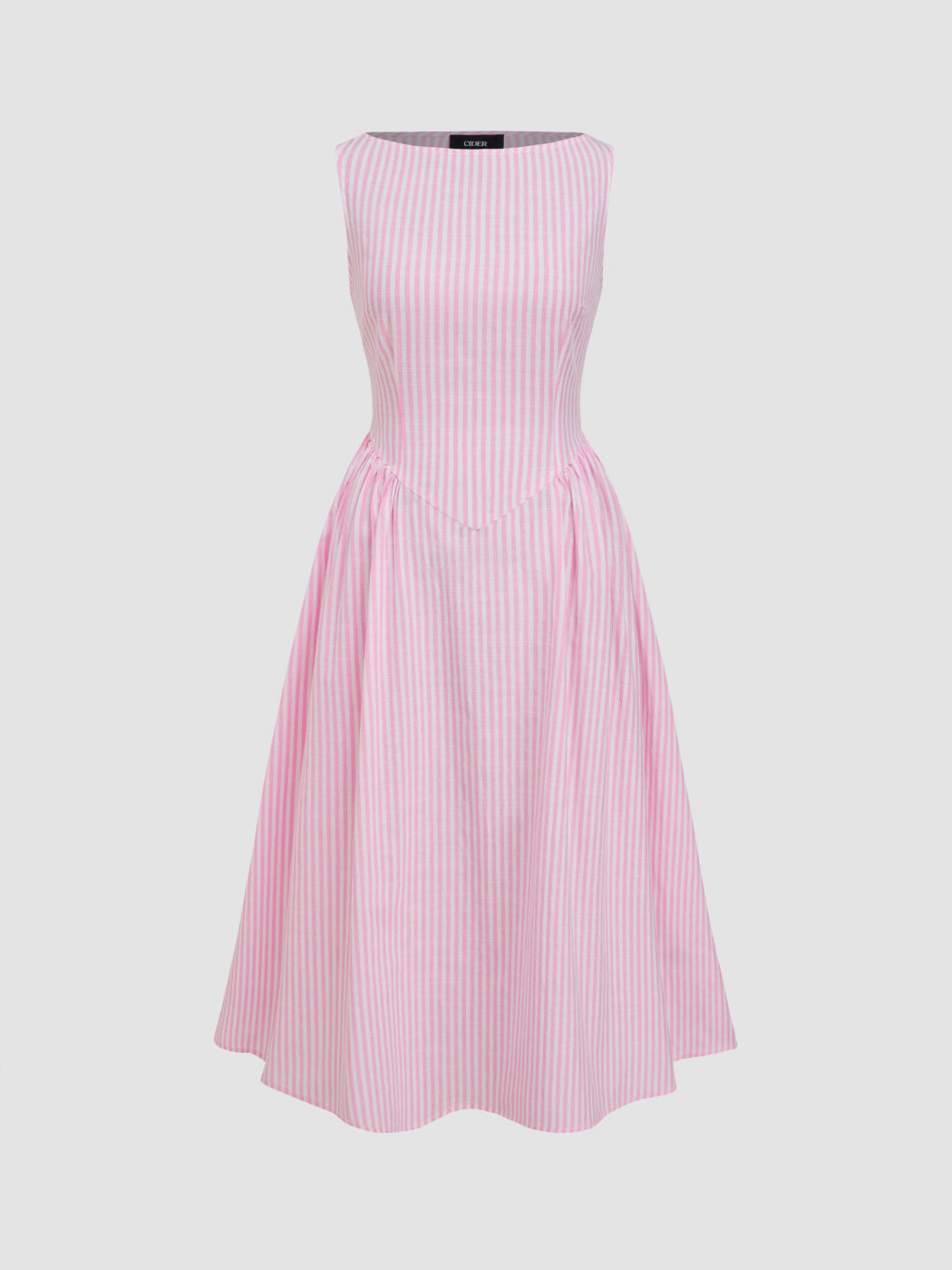 Robe midi femme avec des rayures fines et une silhouette cintrée Chic und Stil