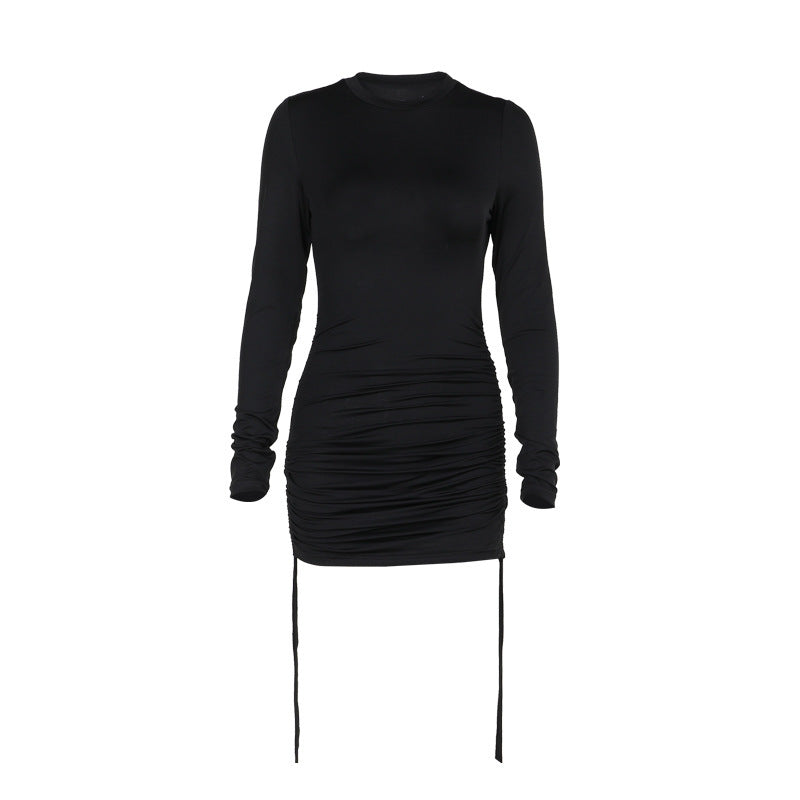 Robe mini à manches longues froncée pour femmes Chic und Stil 1751522264