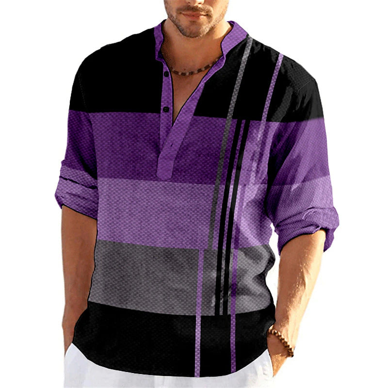 Chemise popover rayée décontractée pour hommes Chic und Stil