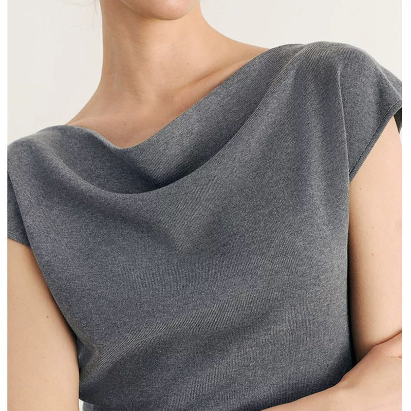 T-shirt contemporain à col drapé pour femmes Chic und Stil