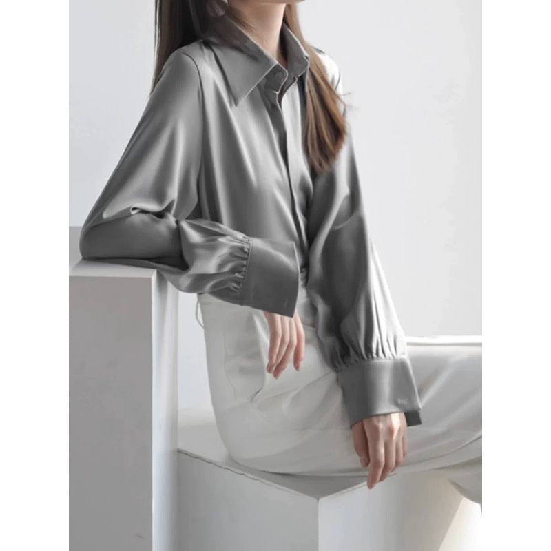 Blouse en soie à boutons pour femmes Chic und Stil