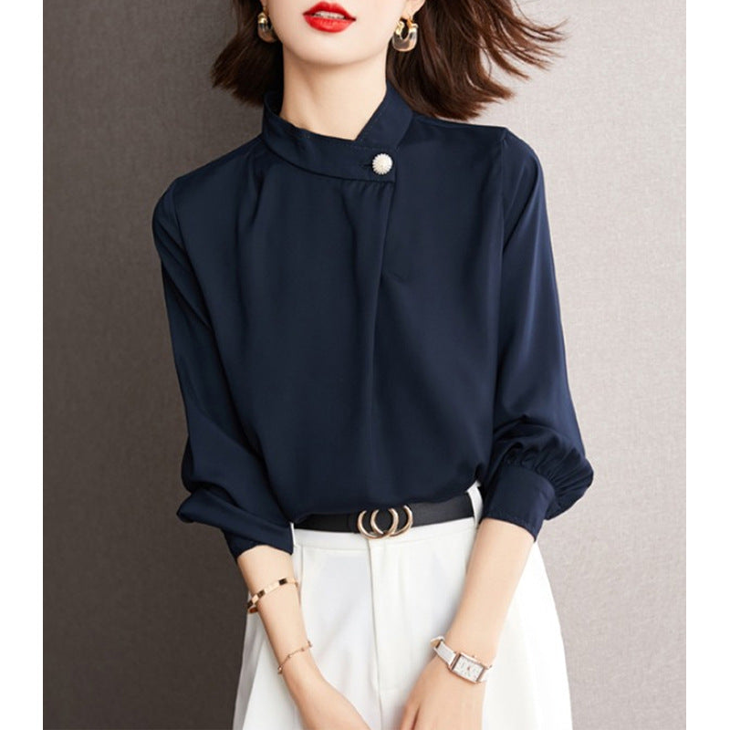 Blouse à col mandarin pour femmes Boutonnée Chic und Stil