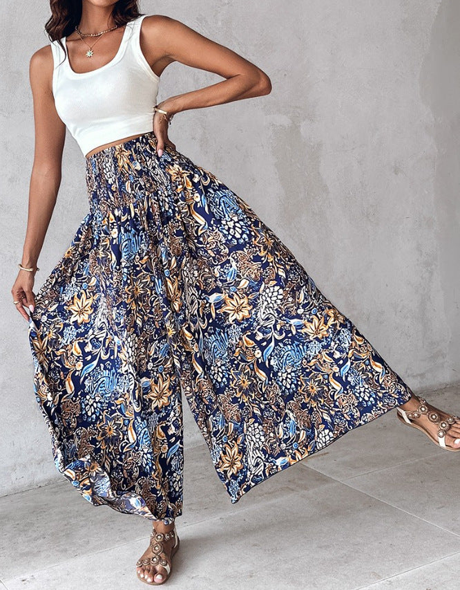 Pantalons Palazzo pour femmes avec impression tropicale Chic und Stil