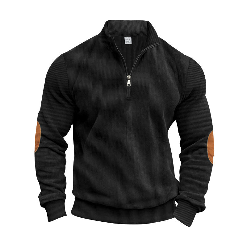 Pull élégant pour homme avec des patches aux coudes pratiques et une fermeture éclair moderne Chic und Stil