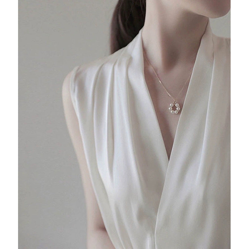 Blouse sans manches en soie élégante pour femmes Chic und Stil