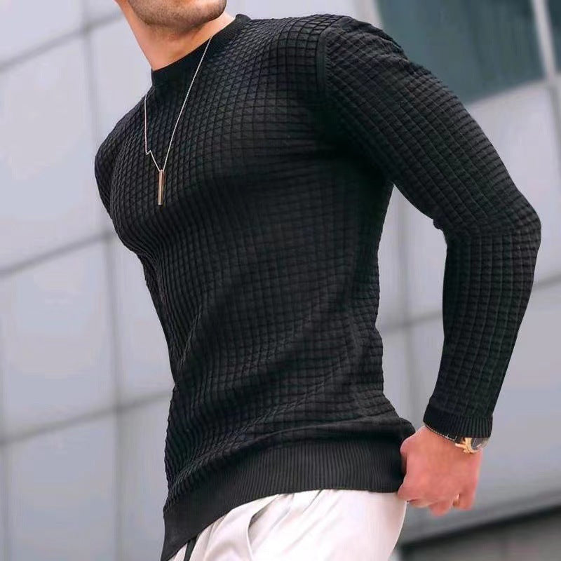 Pull élégant structuré pour hommes avec col rond et manches longues Chic und Stil