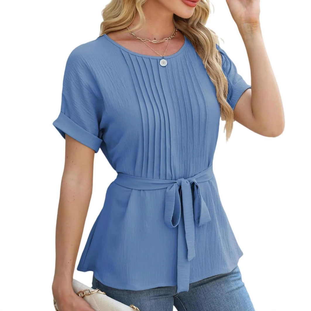 Chemisier femme avec détails froncés et ceinture latérale Chic und Stil
