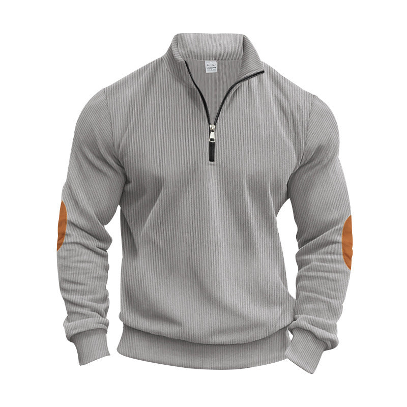Pull élégant pour homme avec des patches aux coudes pratiques et une fermeture éclair moderne Chic und Stil