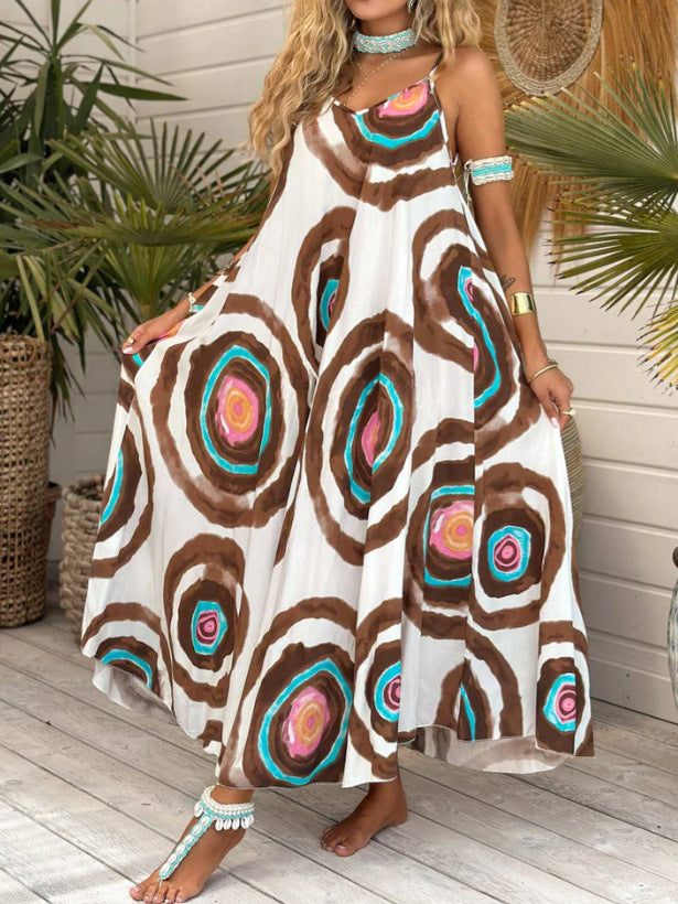 Robe longue pour femmes avec motif circulaire moderne et coupe aérienne Chic und Stil