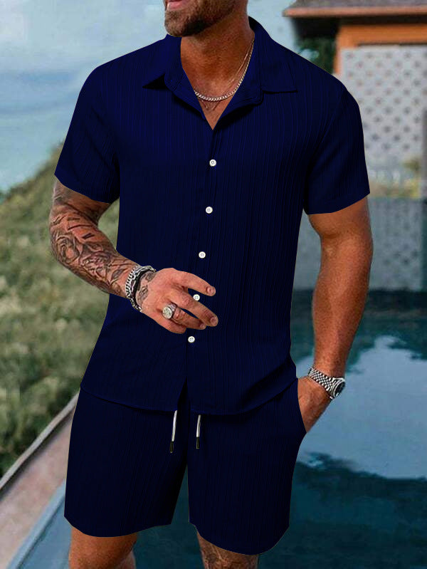 Chemise à manches courtes en rayures pour hommes Set Chic und Stil
