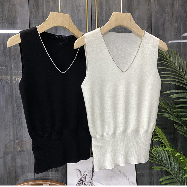 Pull en maille élégant à col en V pour femmes Chic und Stil