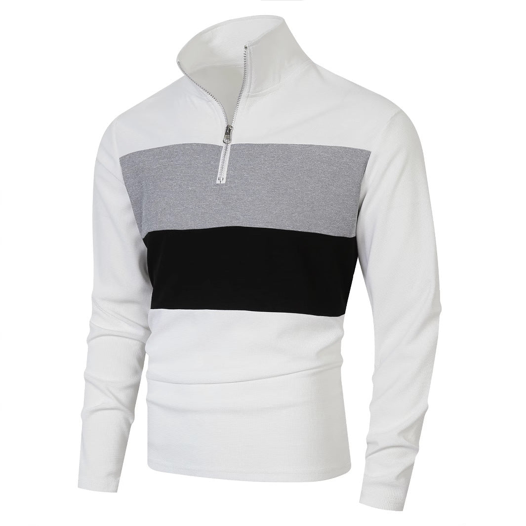 Pull à col montant tendance pour hommes avec fermeture éclair et design structuré Chic und Stil