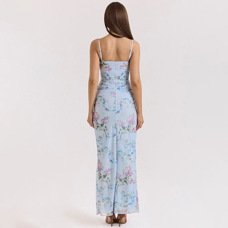 Robe Maxi à Imprimé Floral pour Femme avec Fente Latérale Haute Chic und Stil