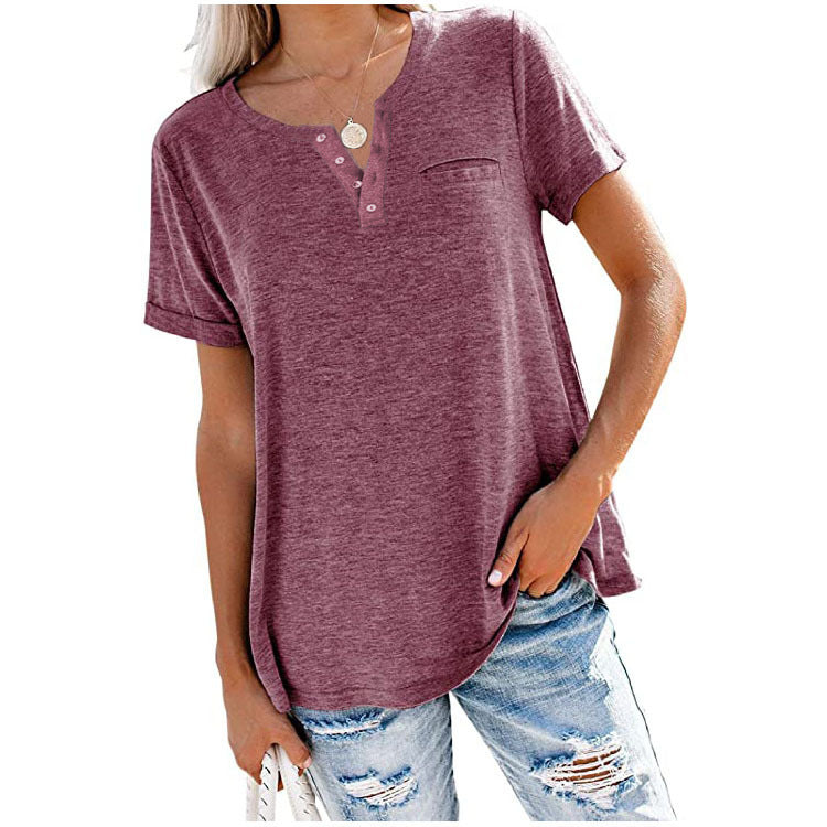 T-shirt pour femmes de haute qualité avec détail de bouton et coupe décontractée Chic und Stil