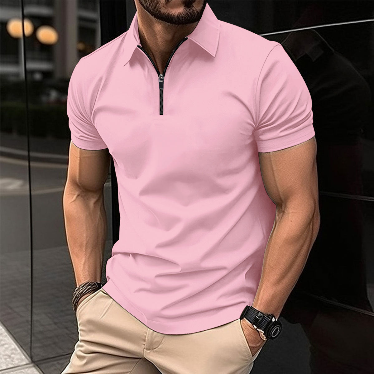 Hommes Polo Performance Zip-Up Moderne Chic und Stil
