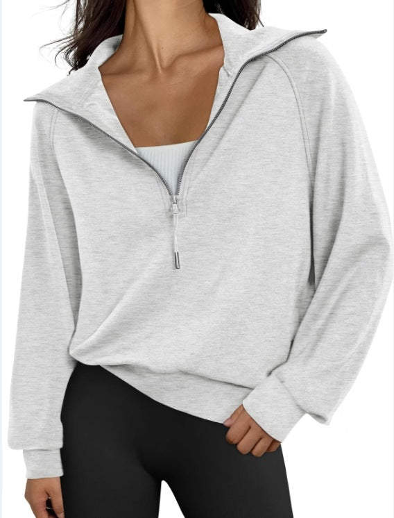 Pull-over décontracté pour dames avec col montant et zip Chic und Stil