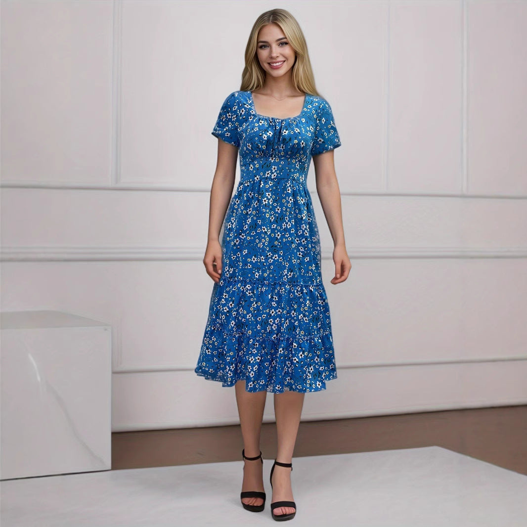 Chic and Stylish Women's Layered Floral Midi Dress